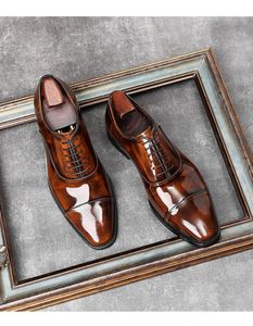 Chaussures à lacets en cuir de vachette haut de gamme 2025 pour hommes – Confortables, légères, respirantes, motif écossais, antidérapantes, style britannique intemporel - Product Image 6