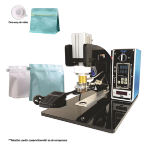Applicatore di valvole per sacchetti di caffè commerciali da tavolo di piccole dimensioni con valvola unidirezionale per l'installazione di valvole - Product Image 1