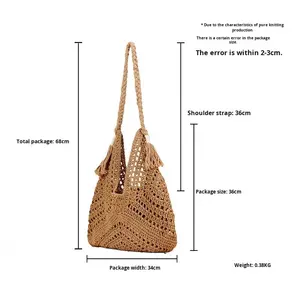 精致耐用的棉线编织 <span class=keywords><strong>V</strong></span> 口手工水晶装饰斜挎带女式马鞍包，适合海滩度假 - Product Image 5