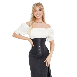 Corset vintage à 5 boutons sous le buste pour femmes, <span class=keywords><strong>gaine</strong></span> amincissante à 14 baleines en acier, bustier court, soutien dorsal, taille fine - Product Image 4