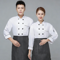 Uniforme de chef, vêtements de travail pour chef d'hôtel, unisexe, manches longues, style épais, restauration, boulangerie, grande taille, vêtements de cuisine, polyester tissé