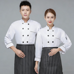 Uniforme de Chef, <span class=keywords><strong>Ropa</strong></span> de Trabajo de Chef de Hotel, Unisex, Manga Larga, Estilo Grueso, para Catering, Repostería, <span class=keywords><strong>Tallas</strong></span> <span class=keywords><strong>Grandes</strong></span>, <span class=keywords><strong>Ropa</strong></span> de Cocina, Tejido de Poliéster - Product Image 5