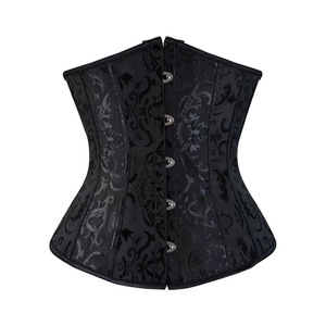 Corset sous-poitrine en jacquard floral premium avec baleines en acier, style gothique vintage, pour femme, Halloween, cosplay, effet sablier, logo personnalisé - Product Image 5