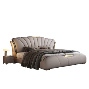 เตียงหนังสไตล์อิตาเลียนสุดหรู รูปทรงเปลือกหอย สำหรับห้องนอนใหญ่ บุหนานุ่ม เหมาะสำหรับบ้านและโรงแรม - Product Image 2