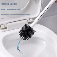 Brosse de toilette en silicone avec support, poils flexibles, nettoyage en profondeur sans angle mort, séchage rapide, ensemble de nettoyage pour toilettes de salle de bain