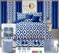 Parure de lit de luxe personnalisée 24 pièces, taille King, en stock, vente en gros, couvre-lit matelassé avec rideaux, faible MOQ, ensembles de draps