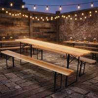 Table de pique-nique pour l'extérieur 3 PCS Table de bière en bois pliante au design minimaliste pour patio, jardin et parc