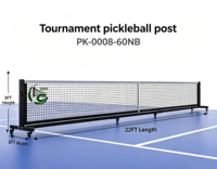 Poteau de filet de pickleball portable en acier galvanisé à 3 sections avec roulettes pivotantes, certifié CE, pour l'entraînement et le jeu