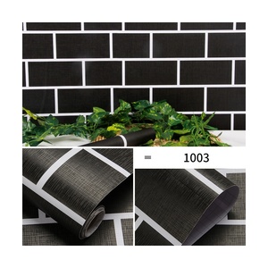 <span class=keywords><strong>Papel</strong></span> Tapiz 3D Impermeable con Diseño Geométrico Moderno en <span class=keywords><strong>Ladrillo</strong></span> Negro, Rojo y <span class=keywords><strong>Blanco</strong></span>, Desprendible, para Decoración de Paredes - Product Image 1