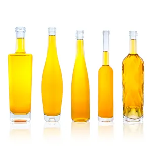 High Slim Long Neck Round Or Square Glass Liquor Bottles For Whisky Vodka Tequila Bottles With Cork Top Or Screw Top