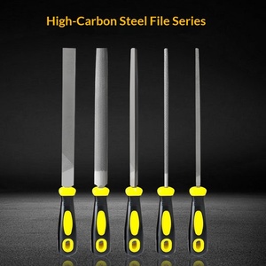 Hoogwaardig koolstofstaal platte vijl rond patroon roterende naald- & zaagvijlen DIY industriële kwaliteit dubbele kleur TPR handvat glanzende afwerking - Product Image 3