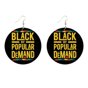 <span class=keywords><strong>Pendientes</strong></span> de aro de madera de 6cm, <span class=keywords><strong>pendientes</strong></span> con pintura al óleo africana, black lives matter, fabricante de china, venta al por mayor - Product Image 4