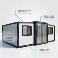 Maison préfabriquée de luxe en conteneur, bureaux, maisons préfabriquées, maisons pliantes, extensibles, 20ft, 40ft, avec 2 chambres, maison extensible