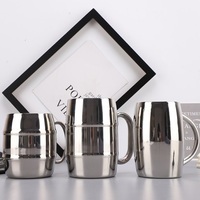 Taza de cerveza de sublimación con forma de barril, de acero inoxidable, doble pared, clásica, a la moda