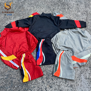 Conjunto de Chándal de Carreras Personalizado OEM para Hombre, Chaqueta Cortavientos Vintage con Bloques de Color y Pantalones Cortos, 2 Piezas, Ropa Urbana Y2K, Ropa Deportiva Casual - Product Image 4