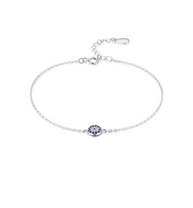 S925 silver cute dainty charm <b>bracelet</b> <b>adjustable</b> thin chain with blue stone accents ultra thin gold silver wrist chain - Product Image 1