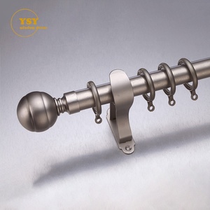 Luxury Antique <strong>Brass</strong> Color <strong>Curtain</strong> Rod Set Heavy Duty Double/Single Drapery Rod with Spherical Finials and <strong>Rings</strong> for Home Decor - Product Image 5