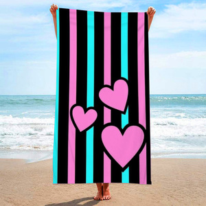 Serviette de plage en microfibre imprimée numérique personnalisée, serviette de plage avec logo, design gratuit, grande serviette de plage personnalisée à séchage rapide et sans sable/ - Product Image 1