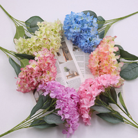 Fleurs d'hortensia artificielles à cinq têtes, blanches, effet toucher réel, pour décoration de mariage et allées fleuries
