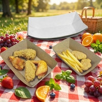 Bandeja para llevar en forma de barco de papel kraft reciclable con plegables personalizables, OEM/ODM disponible