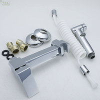 Carré Musulman De Poche En Laiton Pluie Bidet Douche Pulvérisateur Robinet Ensemble Salle De Bains Main Pulvérisation Ablution Toilette Bidet Mélangeur Robinet A026