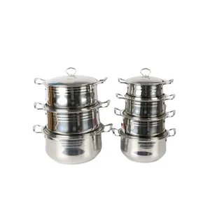 Camping Kitchen Cooking Utensil Ware Pot Set Metal Lid Stainless Steel Cookware Sets For Outdoor Cooking Set