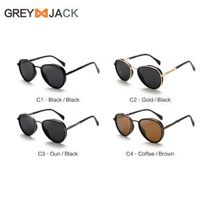 Lunettes de soleil rondes rétro Greyjack, monture noire TR90, polarisées UV400, unisexes, mode, protection solaire, extérieur, cyclisme, conduite - Product Image 3