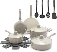 Ensemble de 12 ustensiles de cuisine antiadhésifs, ensemble de casseroles et poêles en céramique non toxique, essentiels de cuisine durables et sains, chauffe rapidement