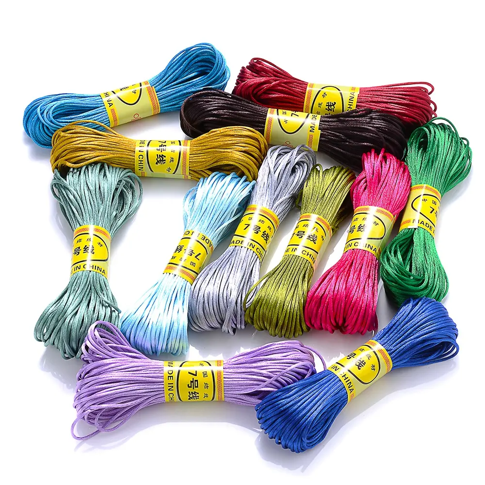 20m 1.5mm satin Nylon TRIM dây rattail dây Trung Quốc Knot lụa macrame dây beading bện Shamballa chuỗi chủ đề