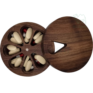 Nogal Madera Diario Semanal Vitamina Medicina Píldora Organizador Caja Cocina Sal Especias Bodega Contenedores - Product Image 6