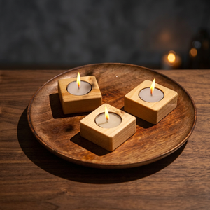 Ensemble de 3 porte-bougies carrés en bois pour la décoration de la maison - Product Image 4