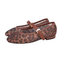 Chaussures plates décontractées marron tissées à imprimés animaliers pour femmes, personnalisables en gros, idéales pour les sorties quotidiennes et les rassemblements