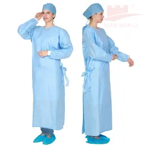Disposable Nonwoven Isolation Gown Reinforced Protection Surgical Operating Gown For Hospital Surgery Use With Knitted Cuff