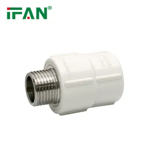 Ifan encanador de fio de pvc, material de encanamento, soquete macho branco de aço inoxidável, conexões de tubulação de pvc