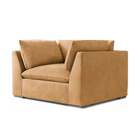 Ensemble de canapés de haute qualité pour salon, canapé sectionnel en cuir moderne de luxe pour villa, structure en bois, accoudoirs effilés, mobilier de salon 4 pièces