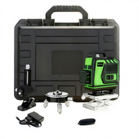 Niveau laser vert 3D 4D avec télécommande, 2 batteries, chargeur et sac de transport pour la construction