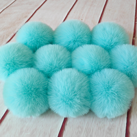 Fait à la main 8cm 3.1 pouces fausse boule de fourrure de lapin bande élastique boucle à la mode bricolage pompons pour chapeaux tissu décor vêtements accessoires