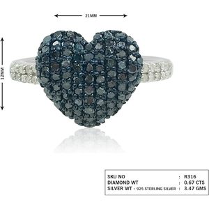 Anillo de compromiso Jewelspaark de plata de ley con diamante talla corazón de 0.67 ct, natural, blanco y azul, para mujer, talla 10 de EE. UU. - Product Image 4