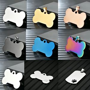 MoYL – Plaques d'identification pour animaux de compagnie en acier inoxydable, forme os, épaisseur 1,8 mm, gravées, pour chiens et chats, personnalisables, anti-perte, bijoux - Product Image 1