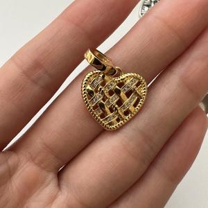 Pendentif en argent pur S925, style rétro français, grille de diamants, design de niche européen américain, incrusté de cœur, pendentif rétro charmant - Product Image 3