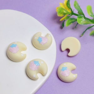 100 pièces/sac Perles colorées en forme de <span class=keywords><strong>lune</strong></span>, étoile, nuage et cœur sans trou, cabochons en résine à dos plat pour la fabrication de bijoux et fournitures artisanales - Product Image 6