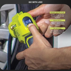 Compresseur d'air portable sans fil Auto <span class=keywords><strong>Joe</strong></span> 24V-AJC-MAX 24V IONMAX avec batterie 13Ah, embout de gonflage et adaptateurs Presta coniques pour pneus - Product Image 3