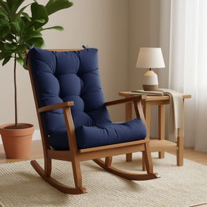 Ensemble de coussins pour fauteuil à bascule, bleu marine, garnissage en fibre de polyester, attaches antidérapantes pour le haut et le bas du dossier, confortable, fermeté moyenne - Product Image 2