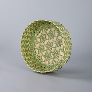 Bamboo Woven <b>Storage</b> <b>Basket</b> Round Kitchen Food Container Handcrafted Guizhou Origin - Product Image 1