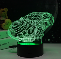 Lampe 3D en acrylique en forme de voiture à 16 couleurs RVB, veilleuse décorative pour la maison, alimentée par USB, avec contrôle tactile, lumière d'ambiance pour la décoration de chambre