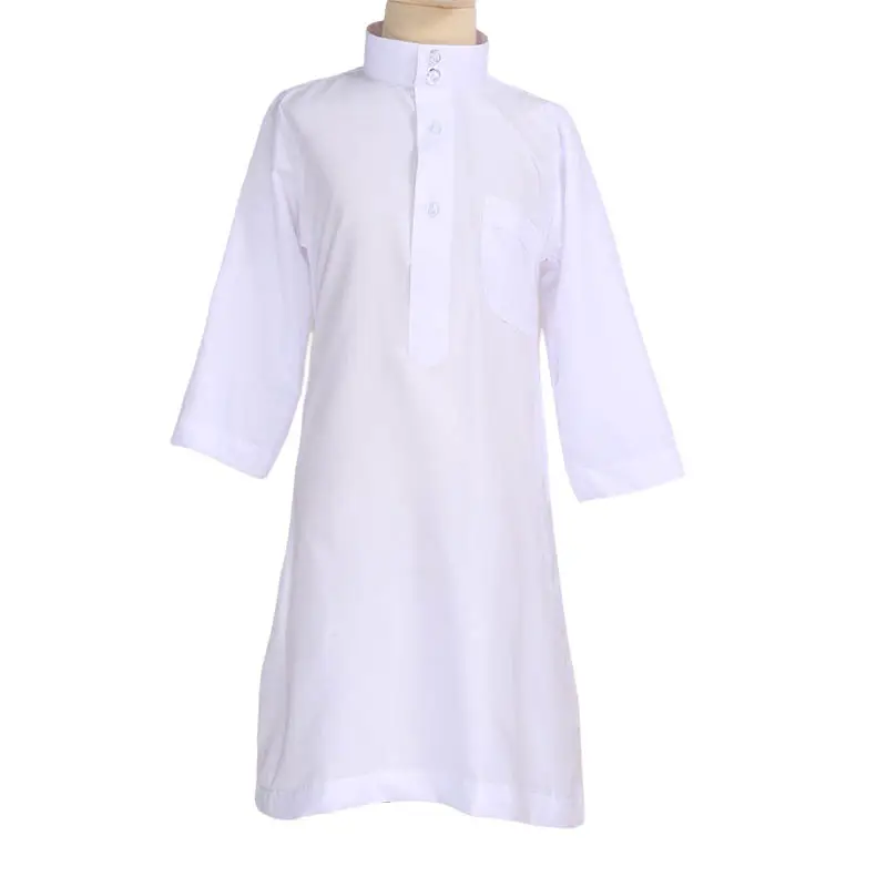 卸売イスラム子供男の子白い服thobeアラブデザインdaffah thobe