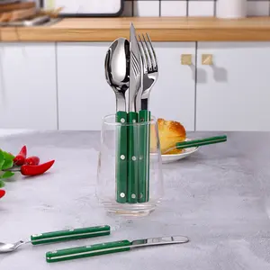 Tùy chỉnh đinh tán xử lý thép không gỉ thiết lập dao kéo ABS nhựa xử lý muỗng nĩa Knife Set