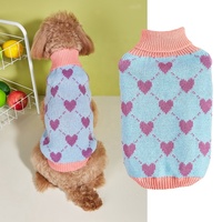 Nouvelle Collection : Gilet Pull Col Roulé en Fibres Acryliques Tricotées pour Petit Chien, Motif Cœur, Chaud Hiver