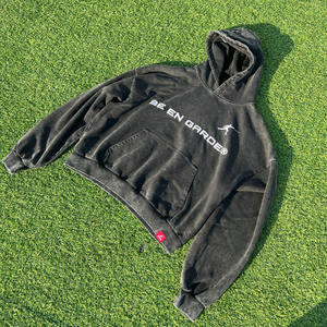 Sudadera con capucha lavada extragrande con estampado de letras bordadas de alta calidad French Terry personalizada para hombre - Product Image 6