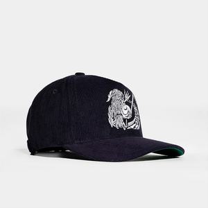 Casquettes en velours côtelé structurées personnalisées, 5 panneaux, logo brodé plat, bleu marine, snapback - Product Image 6